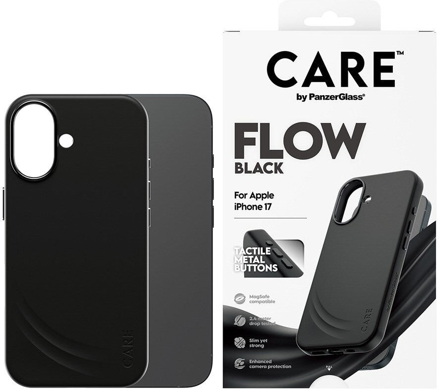 CARE by PanzerGlass iPhone 17 Feature Flow Mobil Cover - MagSafe Kompatibel - Sort