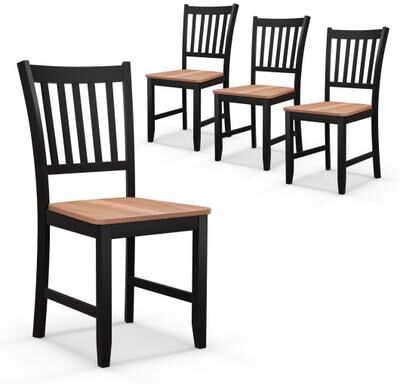 Costway Set of 4 Dining Chair Spindle Back Wooden Legs