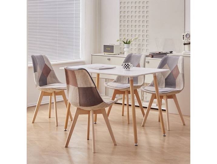 BenyLed Ensemble de Table à Manger avec 4 Chaises Scandinave pour Salle à Manger Cuisine Salon Marron
