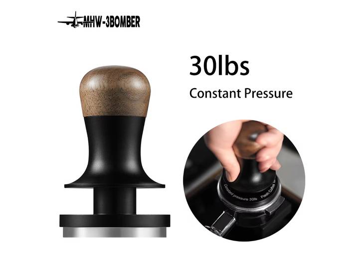 MHW-3BOMBER Tamper à café à pression constante 30 lb, 51 mm, 53 mm, 58 mm, tamper plat pour expresso avec ressort calibré, outil de barista