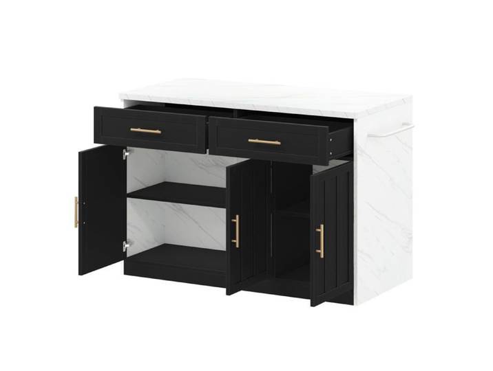 Îlot de cuisine Logidon 120x60x91 cm avec prises USB et coin bar
