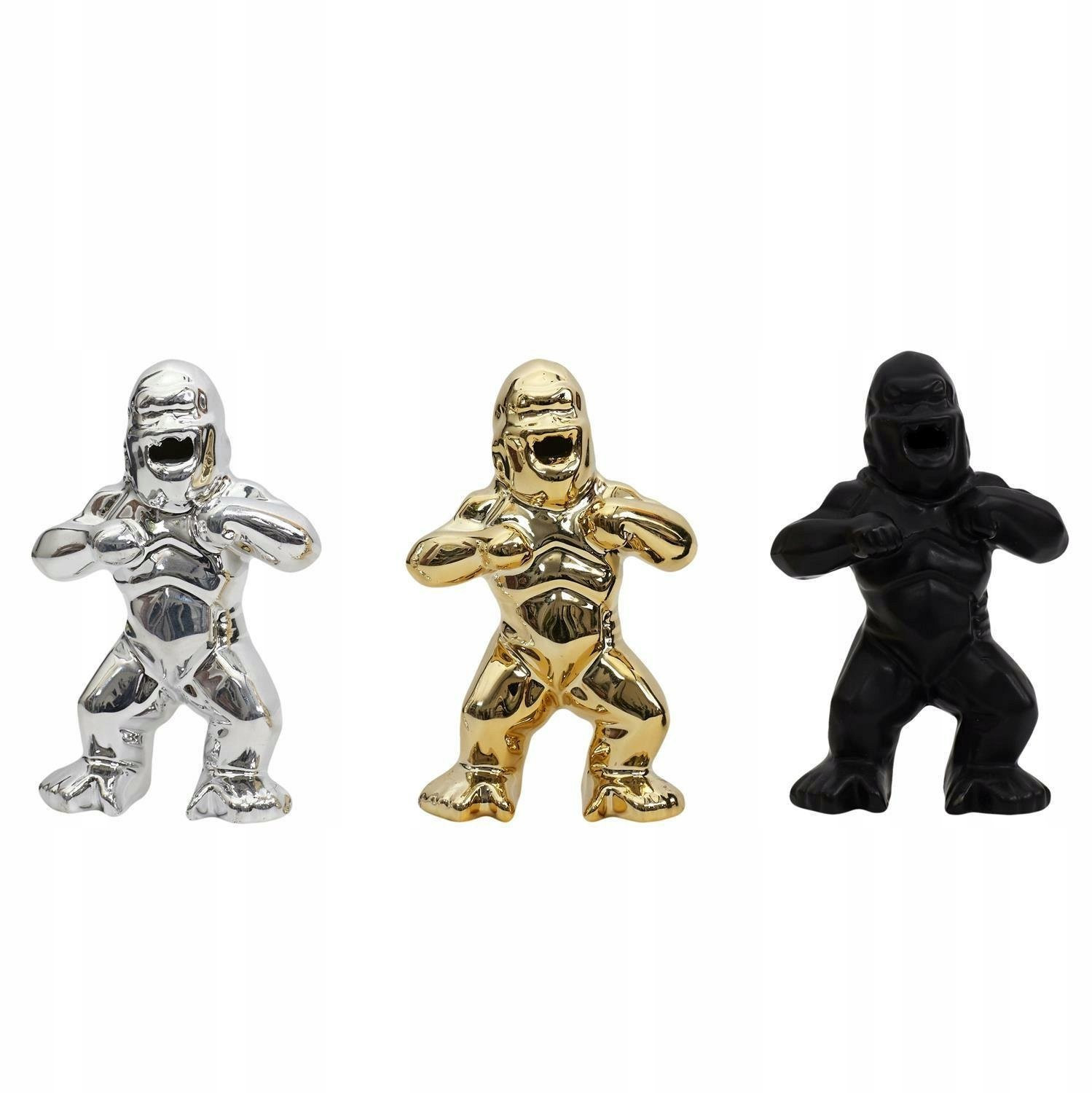 Zilveren Gorilla Miniatuur Figuur 10cm - Exotische Interieurdecoratie