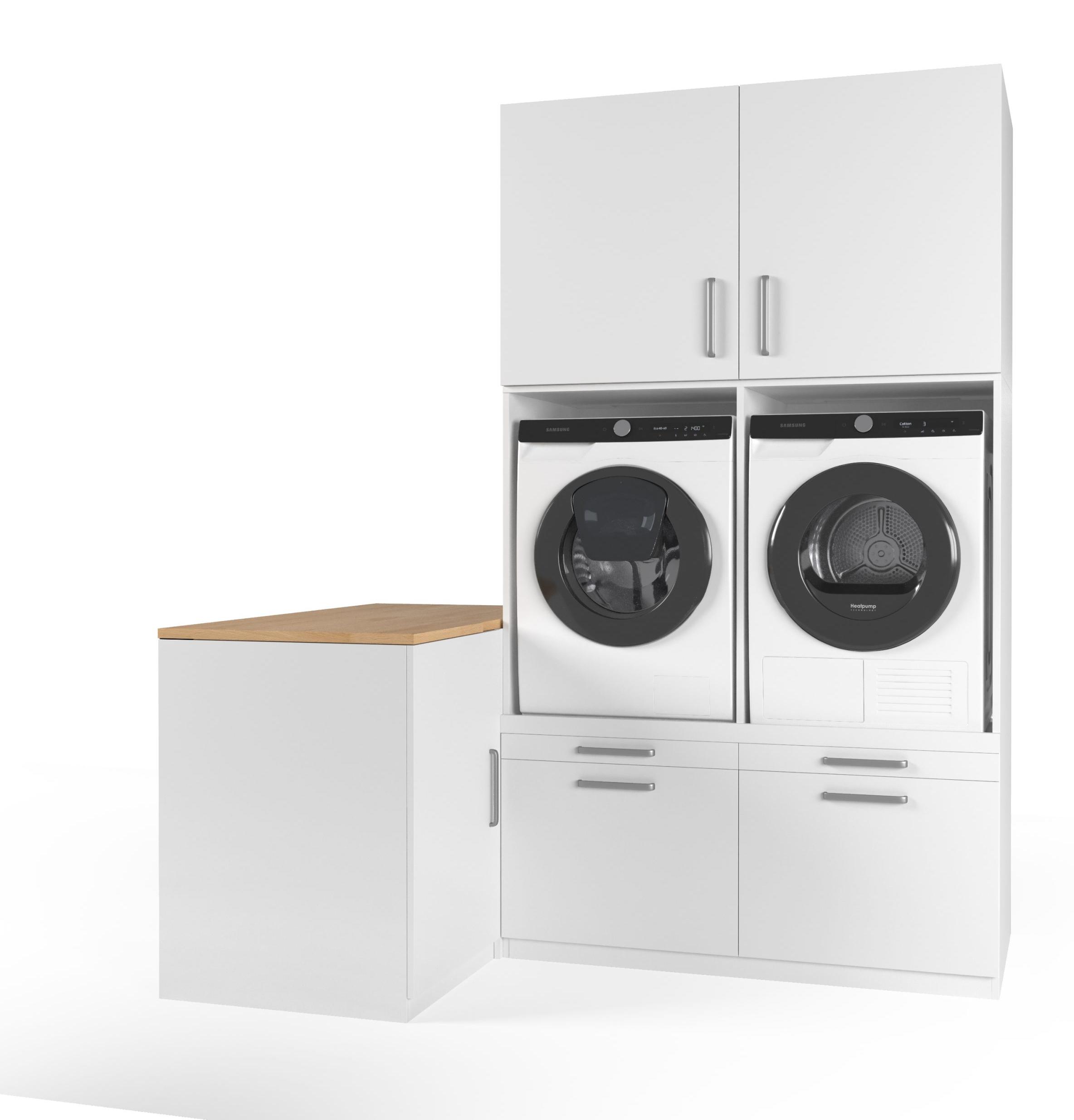 Waschmaschinen-Schrank Cape Town - Unterbau für Waschmaschine - Waschmaschinen-Podest - 700 (T) * 2030 (B) * 2350 (H) mm - Weiß