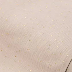 Musselin/Doppel-Gaze mit Glitzerdruck "Tupfen", taupe/gold