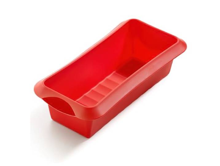 Lékué Moule à Cake rectangulaire\, 24 cm\, silicone platine rouge