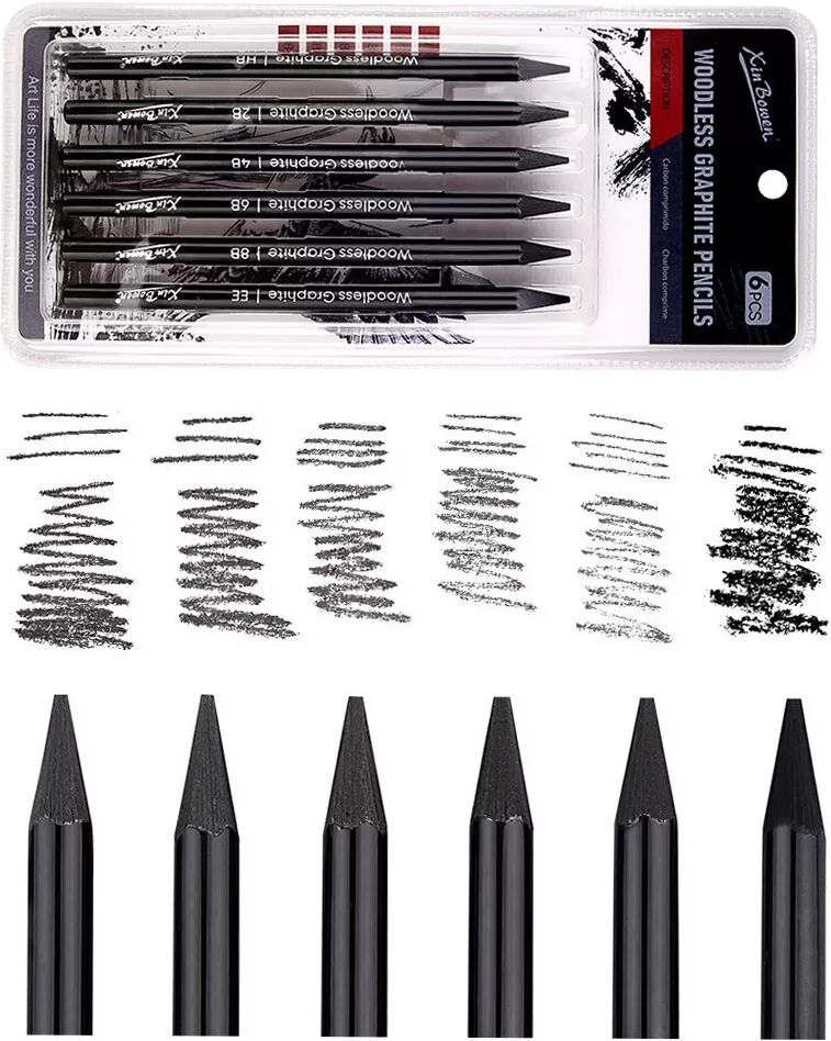 INF Graphitstift Set - 6 Bleistifte zum Skizzieren und Zeichnen