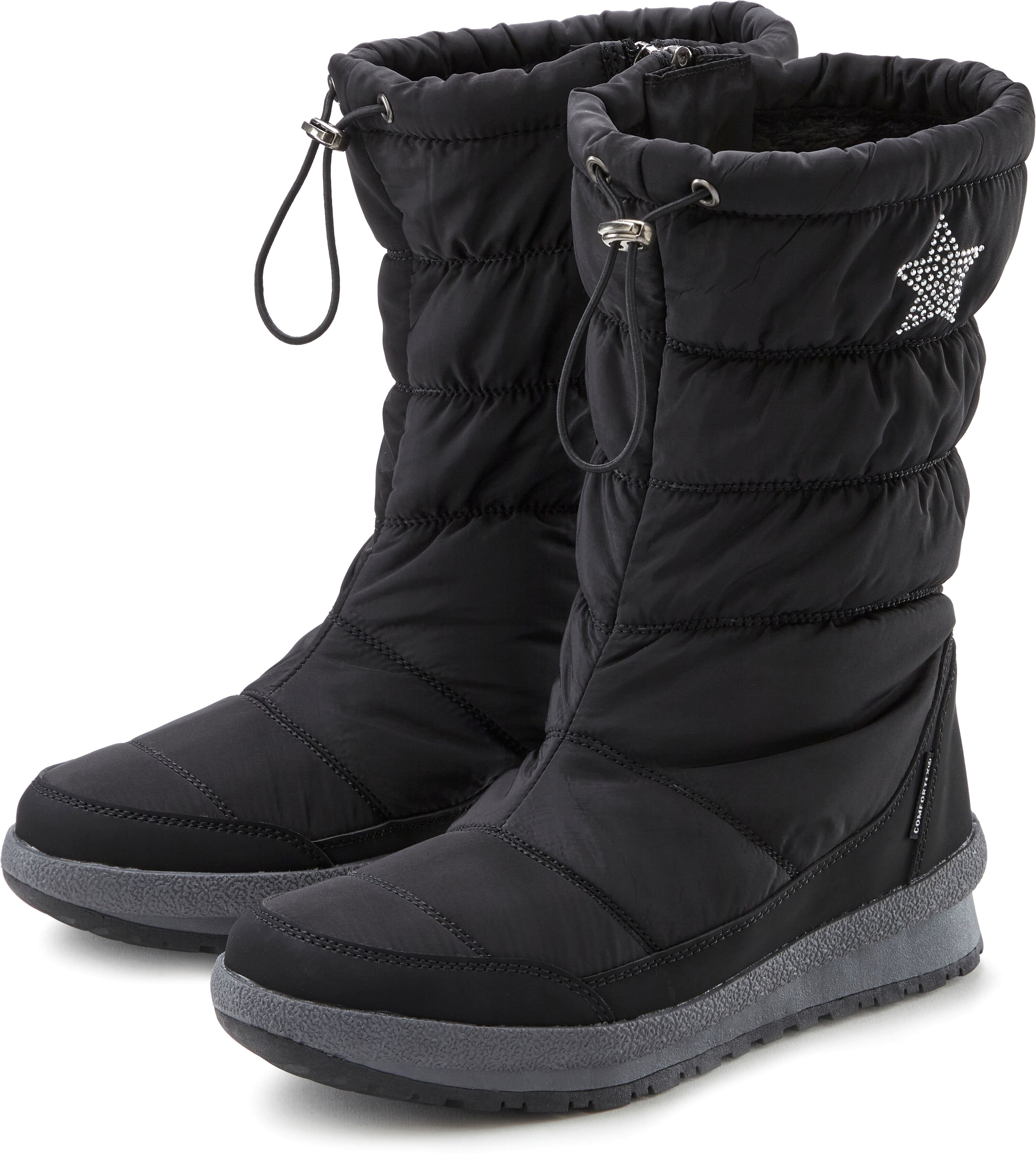 Winterstiefel LASCANA "Winterboots, Stiefelette, Schneestiefel", Damen, Gr. 37, schwarz, Obermaterial: 100% Textilmaterial. Decksohle: 100% Polyester. Futter: 100% Textilmaterial. Laufsohle: 100% Synthetik, unifarben mit Farbeinsätzen, Schuhe Winterstiefe