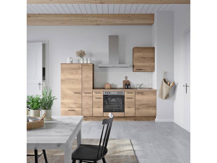 Küchenleerblock, Eiche Dunkel, 270 cm, Metall, Soft-Close-System, Nobilia