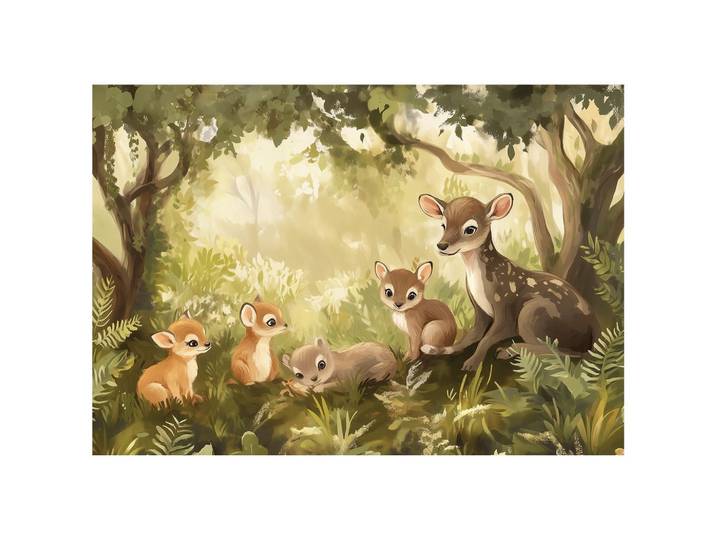 FOTOTAPETE Kinderzimmer Wald Tiere Tapete Kinder 200x140