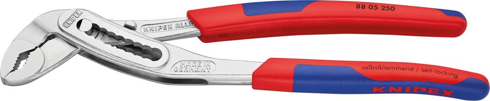 KNIPEX Wasserpumpenzange Alligator, Kopf verchromt, Griffe mit Mehrkomponenten-Kunststoffhüllen