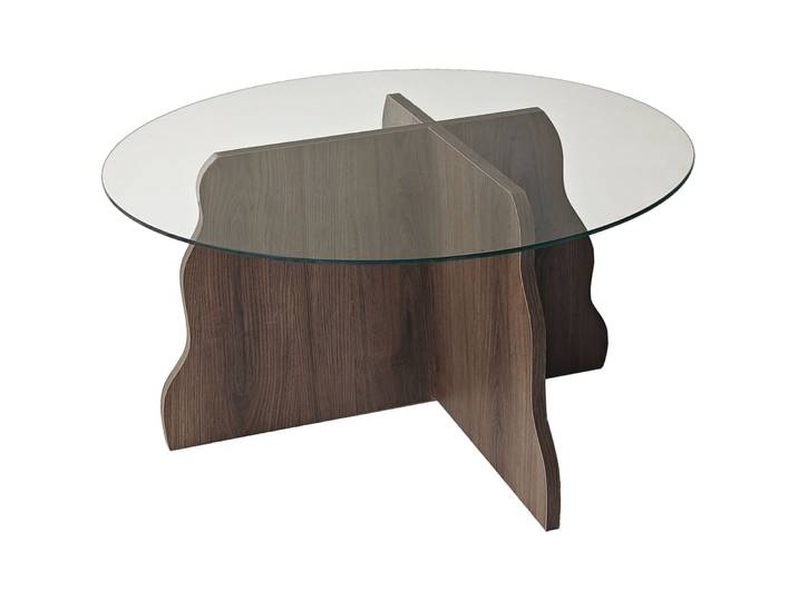 Salontisch Georis Nussbaum, Transparent 100 Prozent Hartglas/Holzwerkstoff B 75 T 75 cm - Material: 100% Hartglas/Holzwerkstoff - Salontisch