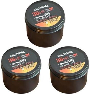 Uplift Treasures 36 Hour Beeswax Emergency Survival Candle With 3 Wicks 3pcs