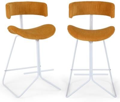 Costway Set of 2 Counter Height Stools 25 Inch Armless Barstools with Padded Seat and Footrest-Orange