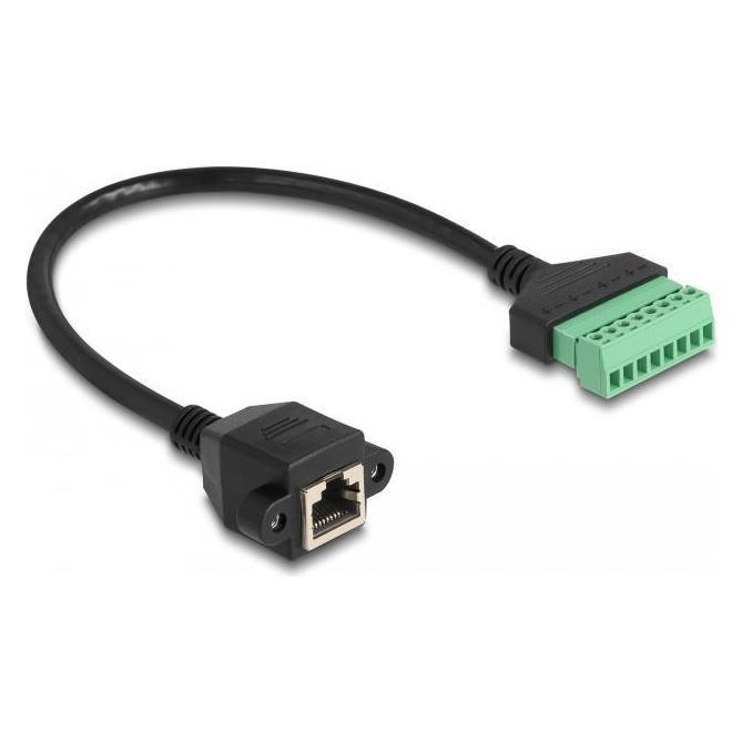 Delock RJ45 Kabel Cat.6 Buchse zu Terminalblock Adapter zum Einbau 30 cm 2-teilig (RJ45, RJ45 (1x)) (66054)