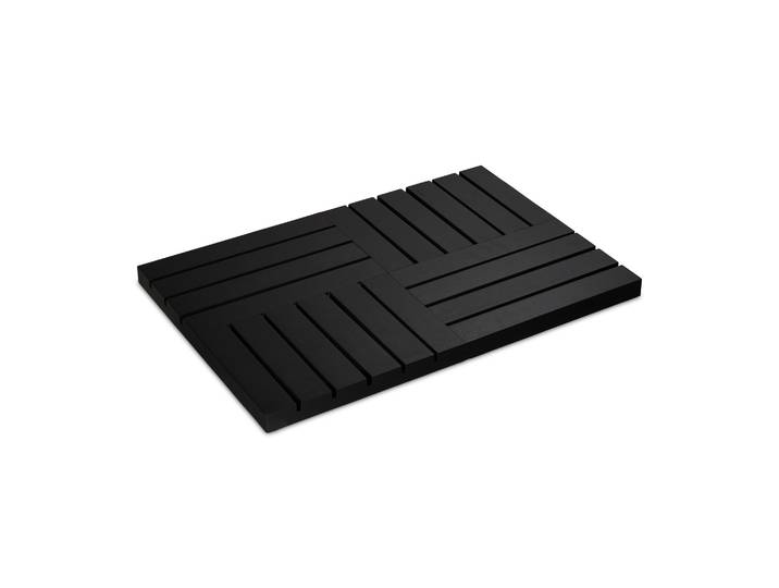 Bambus Badematte 61 x 40 cm Patchworkmuster Schwarz