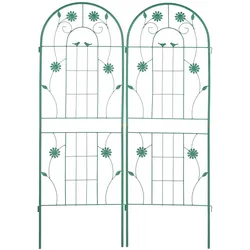 Relaxdays Rankgitter, 2er Set, HxB 150 x 50 cm, freistehend, Rankhilfe zum Stecken, Kletterpflanzen, Blumenspalier, grün