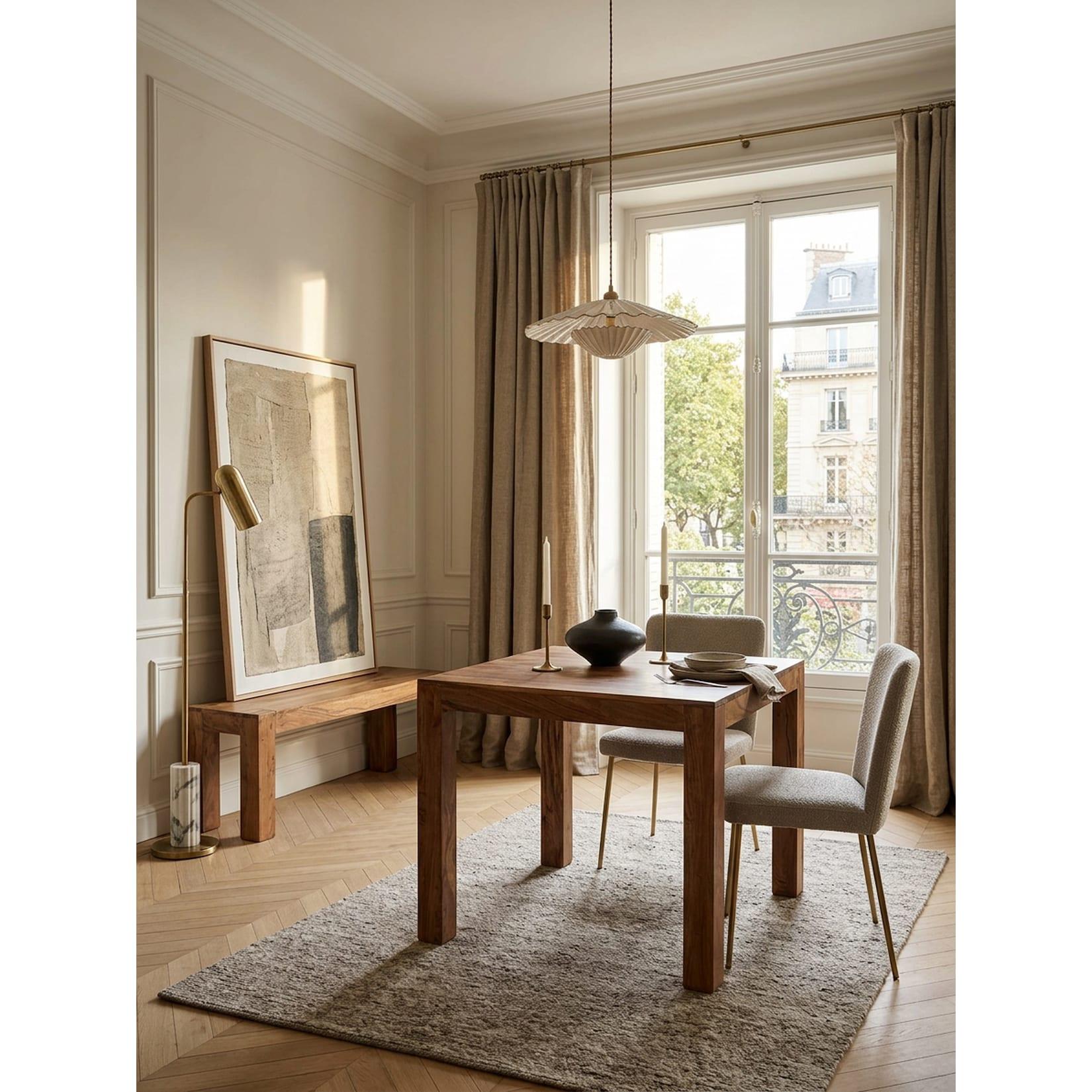 Esstisch Massivholz Rechteckig Zeitlos MUMBAI, Dunkelbraun 80x80x76 cm