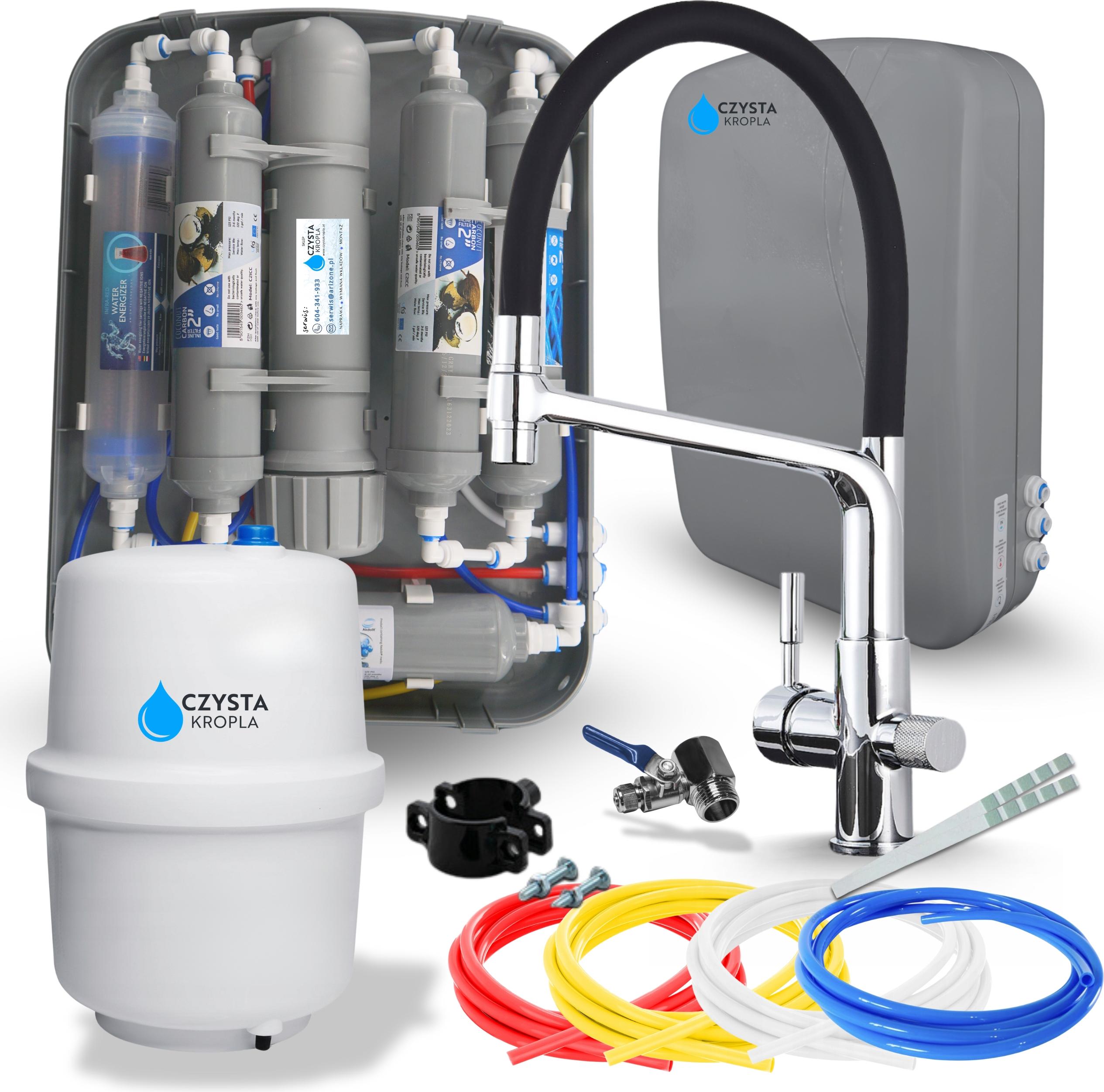 Wasserfilter Set RO7 Slim mit 3-Wege Küchenarmatur Ari Chrom, 7-stufige Filtration, Mineralisierung, Osmoseanlage