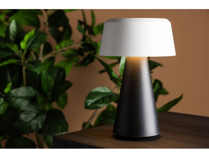 Outdoor-Tischlampe „Lynora“ – kabellose LED-Außenlampe in Schwarz-Weiß - Schwarz-Weiß - Luxusbetten24