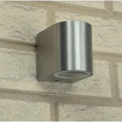 ChiliTec Außen-Wandleuchte "CTW-1" für 1x GU10, IP44, Edelstahl poliert