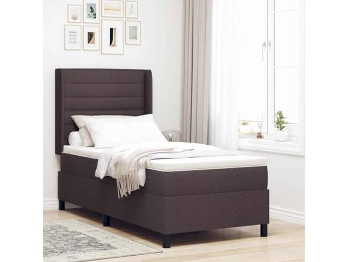 WDGJJFECNMUEHI LED Beleuchtung Stoff Holz Mix 90x200 cm Braun LED Boxspringbett mit Matratze Dunkelbraun 90x200 cm Stoff Bett mit RGB LED Beleuchtung und verstellbarem Kopfteil fuer