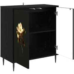 vidaXL, Kommode + Sideboard, Sideboard BREMEN Schwarz Eichen-Optik 69 x 33 x 76 cm (33 x 69 x 76 cm)