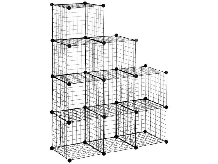ComfortXL Regal De-15527 9 Module, Metallgitter Schwarz, 35x35x35 cm, Wohnzimmer, Regale, Wandregale