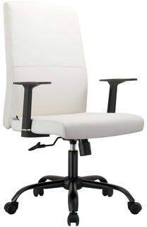 LeisureMod Evander Ergonomic Leather Office Chair with Swivel, Adjustable Height, Lumbar Support Desk Chair