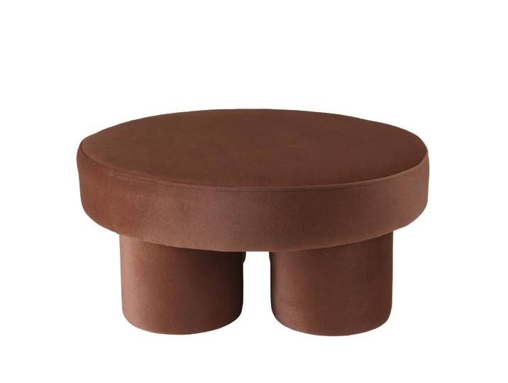 Pouf forme design en tissu effet velours marron