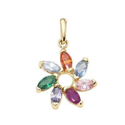 Blumenanhänger LUIGI MERANO "Blüte mit bunten Zirkonia, Gold 375", bunt (mehrfarbig), Schmuckanhänger, Damen, onesize, Gelbgold 375