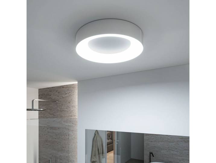 Plafonnier LED Casca Ø40cm, IP44, blanc/aluminium - Paulmann - Salle de bains - Moderne - Métal - Affleurante