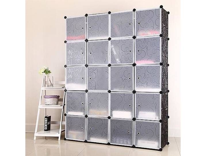 20 Cube Armoire de Chambre OOBEST avec porte Meuble de Rangement avec Penderie Modulable Tige à Vêtements