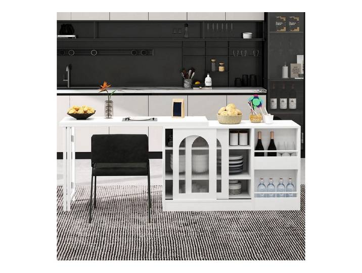 LuxusKollektion Bartisch Bladez Bartisch drehbar Essbar Modern Weiß (1-St)