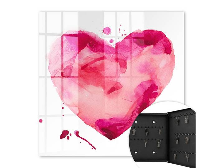 Tulup Schlüsselbox Schwarz 30x30 cm- Türöffnung nach rechts - Herz der Liebe, Pink, Metall, Galaxis, Rechteckig, 30x30x5 cm, Garderobe, Schlüsselkästen & Schlüsselboards