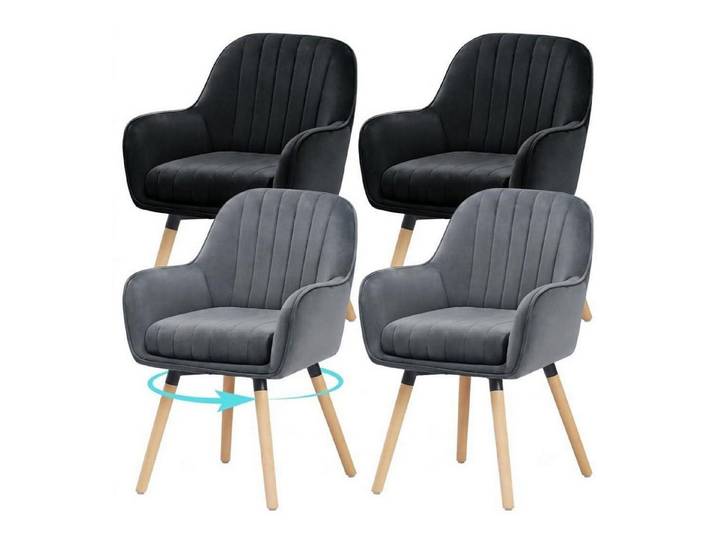 LuxusKollektion Esszimmerstuhl Esszimmerstühle 4er Set 360° drehbar 12cm Polsterung