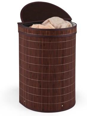 Costway 19 Gal Capacity Bamboo Laundry Hamper with Zippered Lid-Brown