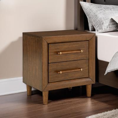 Benjara Jeyn Nightstand, 2 Drawers, Traditional Dark Brown Solid Hardwood