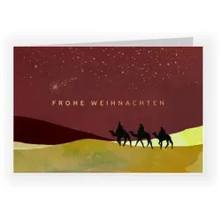 Weihnachtskarte: Heilige drei Könige in Dunkelrot