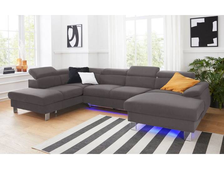 COTTA Wohnlandschaft Komaris U-Form, B: 320 cm, mit Kopfteilverstellung, optional Schlaffunktion, Bettkasten & Licht