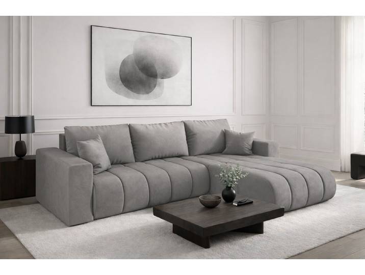 Kaiser Möbel Ecksofa Sofa L-form mit Schlaffunktion im Veloursstoff Monolith MILO PREMIUM, Ecksofa, Hydrophobe Beschichtung,Pflegeleicht,Abriebfest,Modernes Design