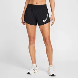NIKE One Swoosh Dri-FIT Mid-Waist Brief-Lined Laufshorts Damen 010 - black/white L