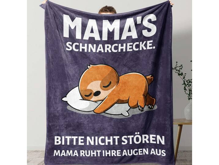 Kuscheldecke Mama Dunkelblau, 127x152.4 cm, Heimtextilien, Wohntextilien, Decken, Kuscheldecken