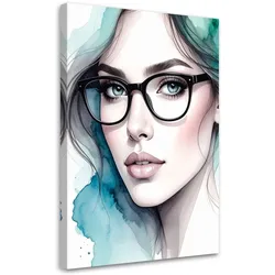 LEINWANDBILD Porträt einer Frau mit Brille 70x100cm