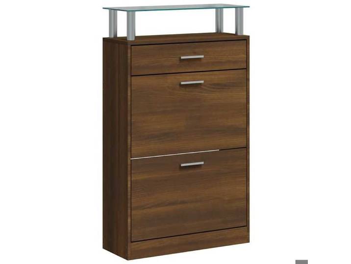 Moderne Armoire à chaussures Chêne marron 63x24x104cm Bois d'ingénierie Etagères & casiers à chaussures @EU52387