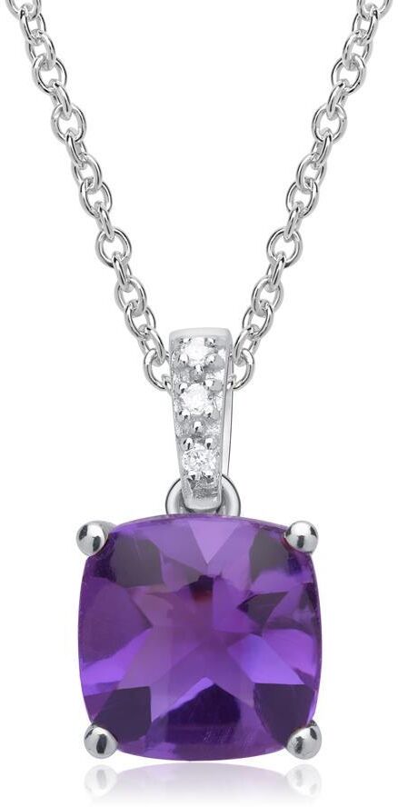 Unique Amethyst Kette 585er Weißgold 3 Diamanten silber