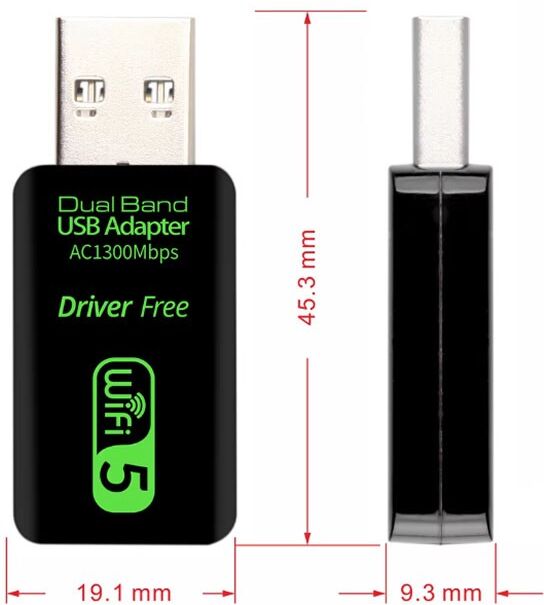 Adattatore WiFi USB AC 1300Mbps Dual Band 5GHz 802.11ac