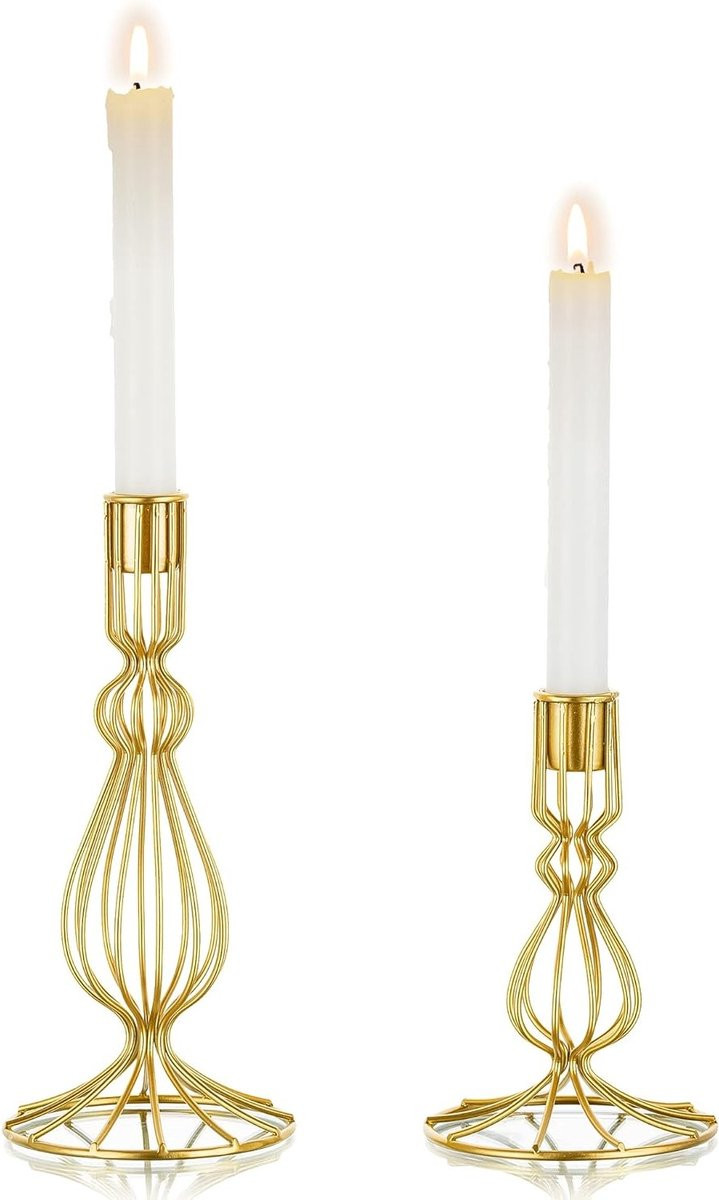 Gouden geometrische kandelaar set van metaal voor moderne decoratie