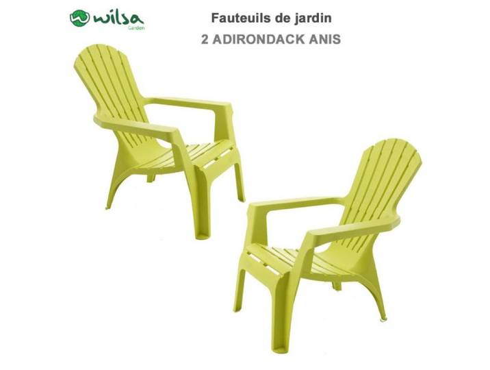 Fauteuil Adirondack résine polypropylène Wilsa Garden - Anis - 2 Fauteuils Adirondack