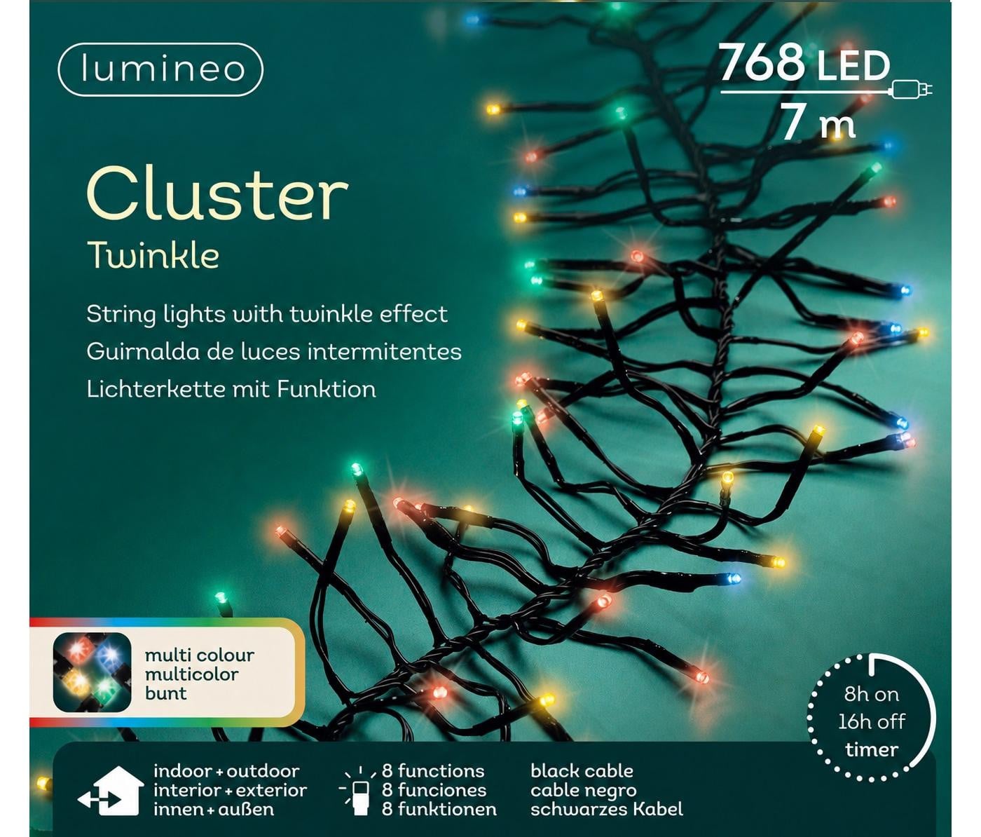 Lumineo LED Clusterverlichting Fonkel Buiten Multicolour 6 meter