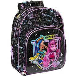 Monster High, Kindergartentasche, Kinderrucksack Schwarz 28 x 34 x 10 cm